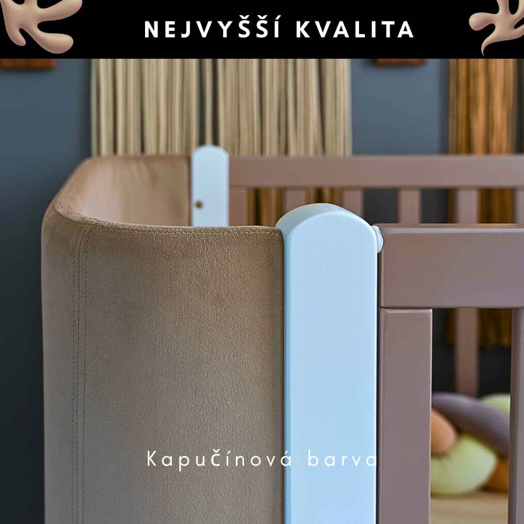 Dětská designová rostoucí postýlka Zukko Soft Gekko Kids. Kolébka a postýlka 2v1. Cappuccino / Bílá